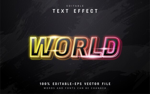 world text, colorful neon text effect