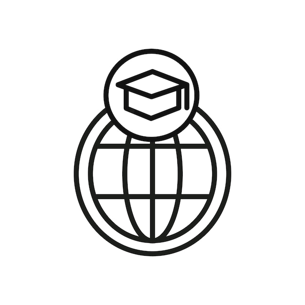 World university icon Symbol mark in Outline style