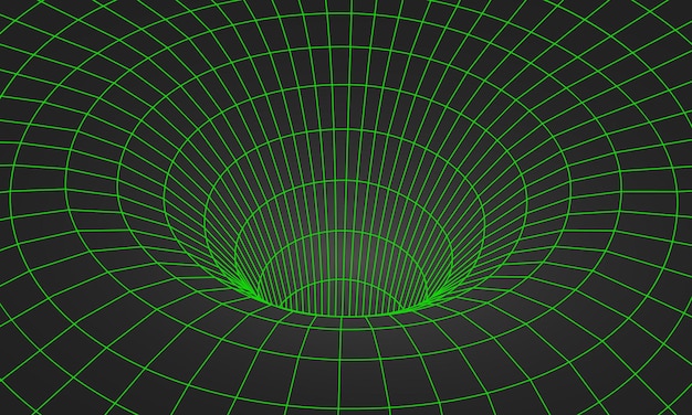 Wormhole geometric grid wireframe tunnel flat style design vector illustration