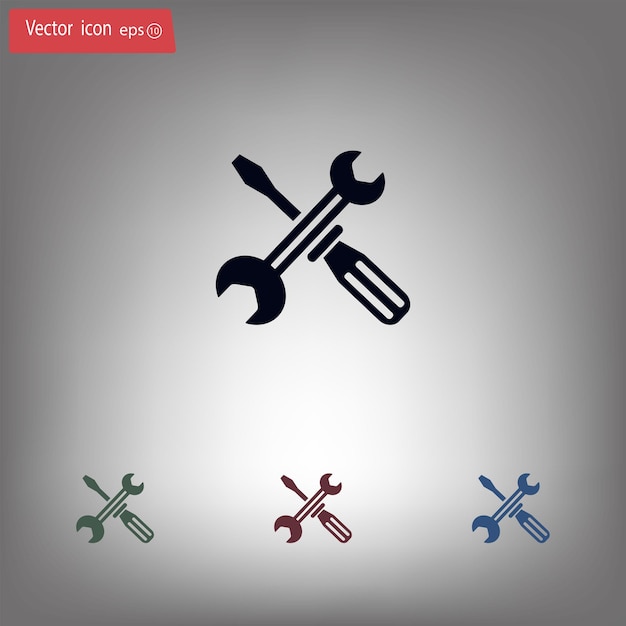 wrench and screwdriver wrench setting tools symbol vector illustration on gray background eps 10