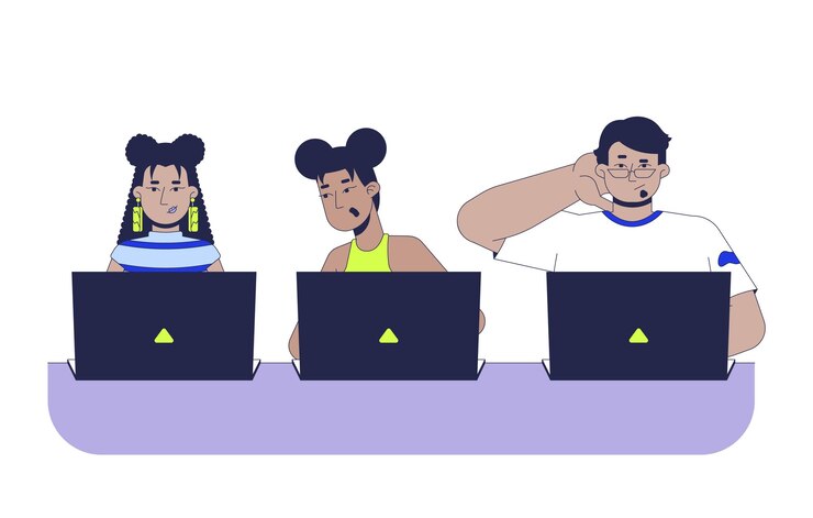Vektor writing code practice 2d vector illustration
