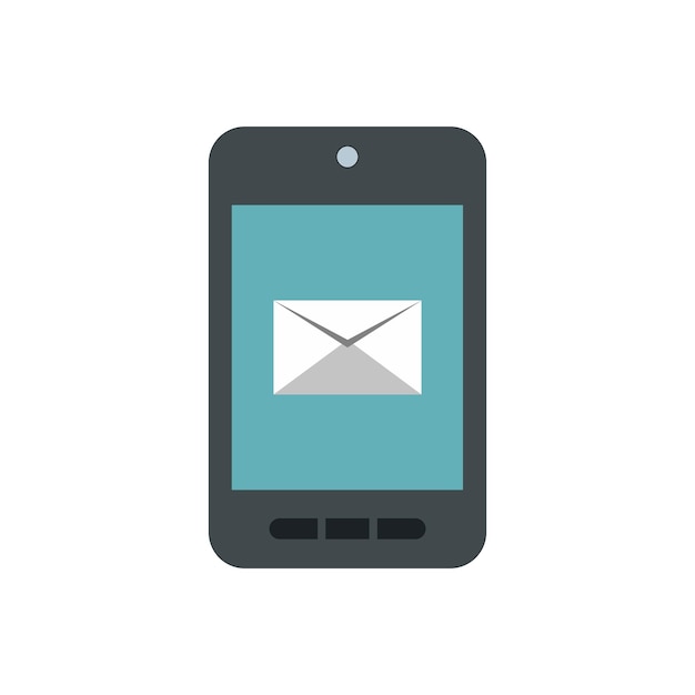 Writing email on phone icon in flat style isolated on white background Message symbol