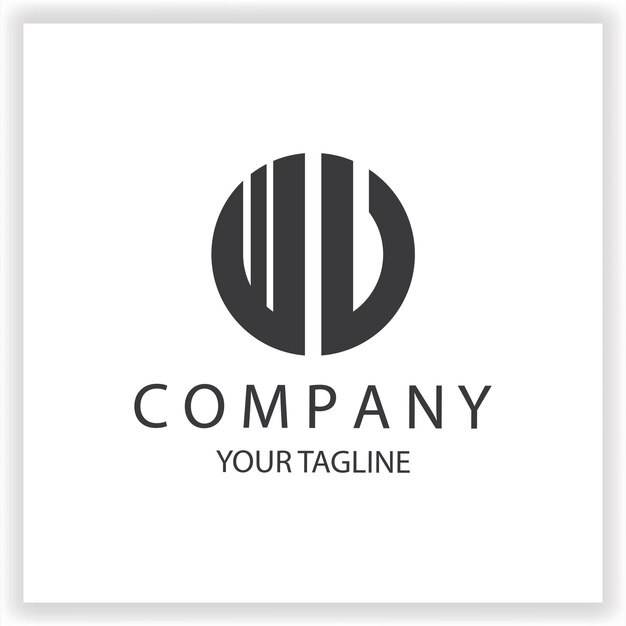 WU WV Logo monogram simple and modern circle black colour design template premium elegant vector