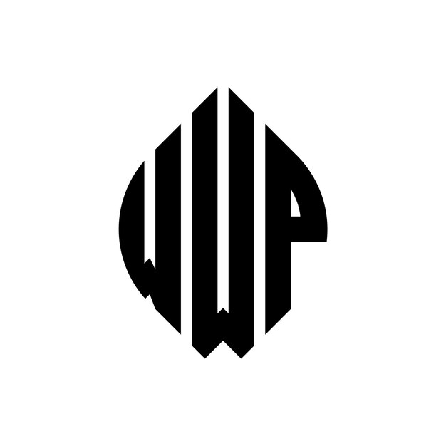 WWP circle letter logo design with circle and ellipse shape WWP ellipse letters with typographic style The three initials form a circle logo WWP Circle Emblem Abstract Monogram Letter Mark Vector