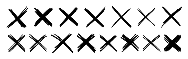X scribble marks black marker or pen line crosses