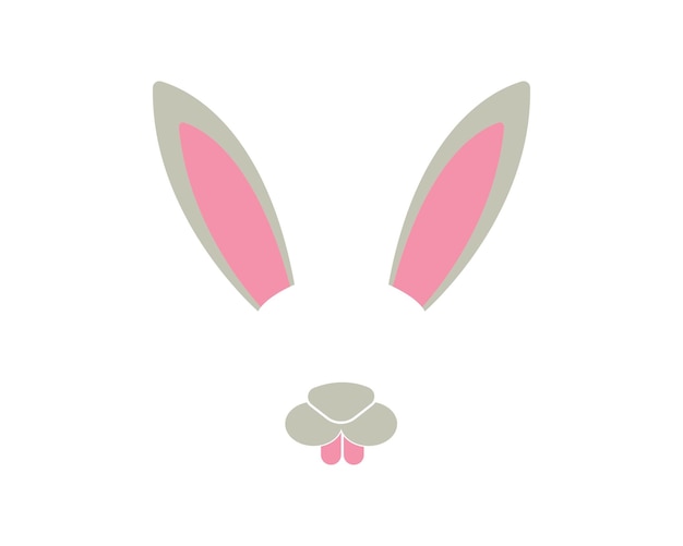 xarabbit face elements set vector illustration animal character ears and nose video chart filter effect for selfie photo decor