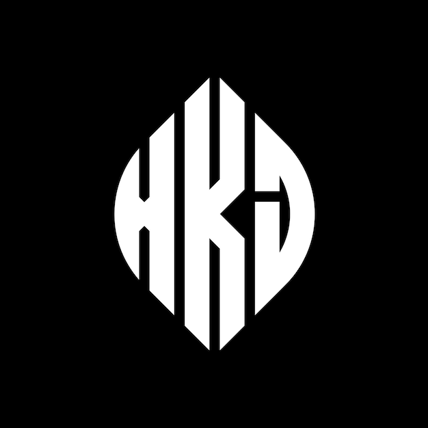 XKJ circle letter logo design with circle and ellipse shape