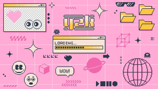 Y2k banner vector computer pc desktop interface