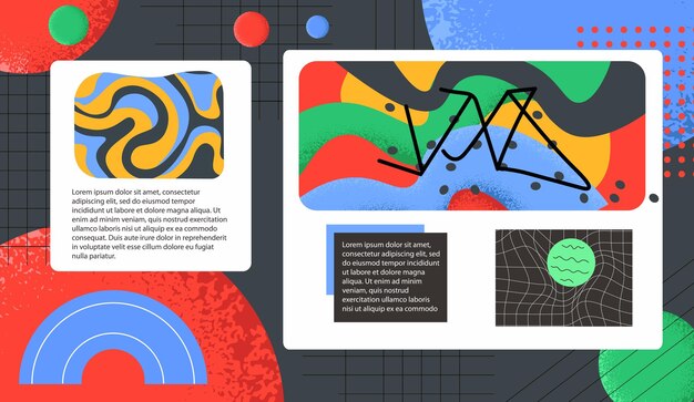 Y2k poster design with abstract of wireframes vector 3d geometric shapes Vector set of retro 2000s