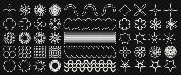 y2k style figures white contemporary abstract shapes and lines white forms in a retro style