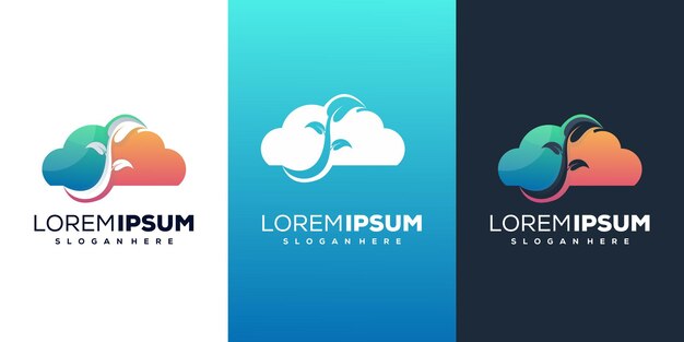 yapraklı bulut modern logo şablonu