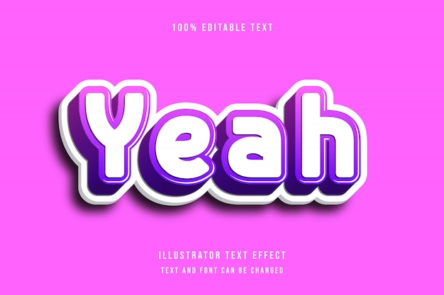 Yeah,3d Editable text effect pink purple modern shadow comic style
