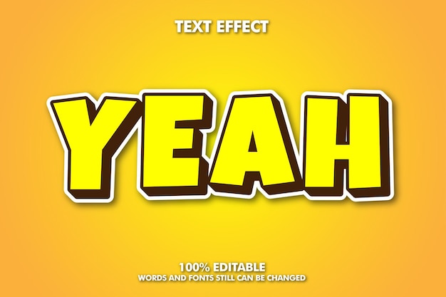 yeah modern bold 3d typography cartoon editable text effect