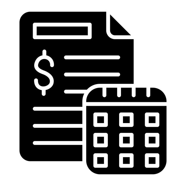 Yearly Report Glyph Solid Black Illustration