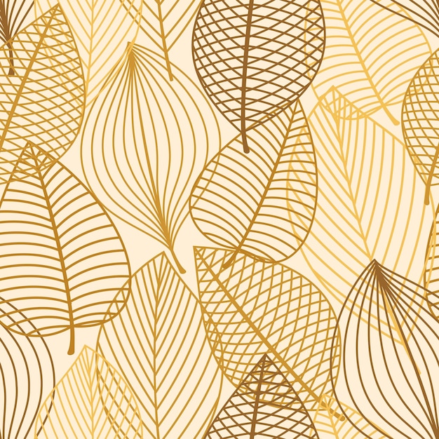 yellow and brown leaves seamless pattern