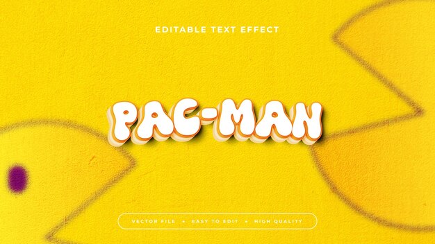 yellow and white pacman 3d editable text effect font style