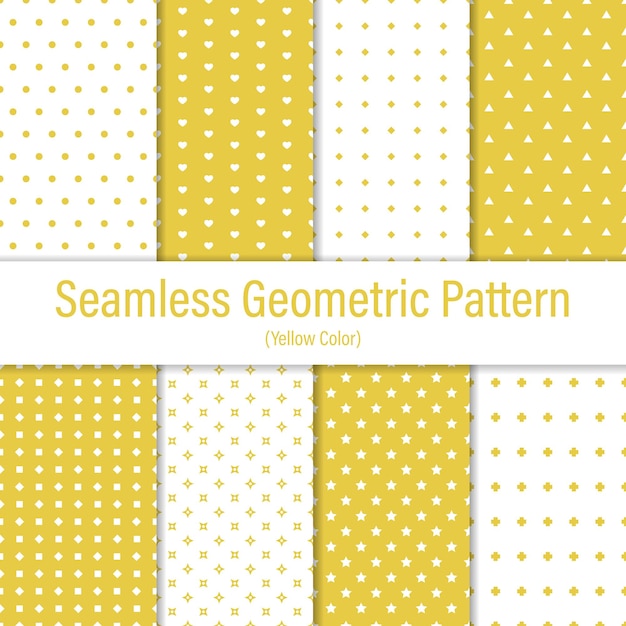 Yellow And White Seamless Geometric Pattern Set