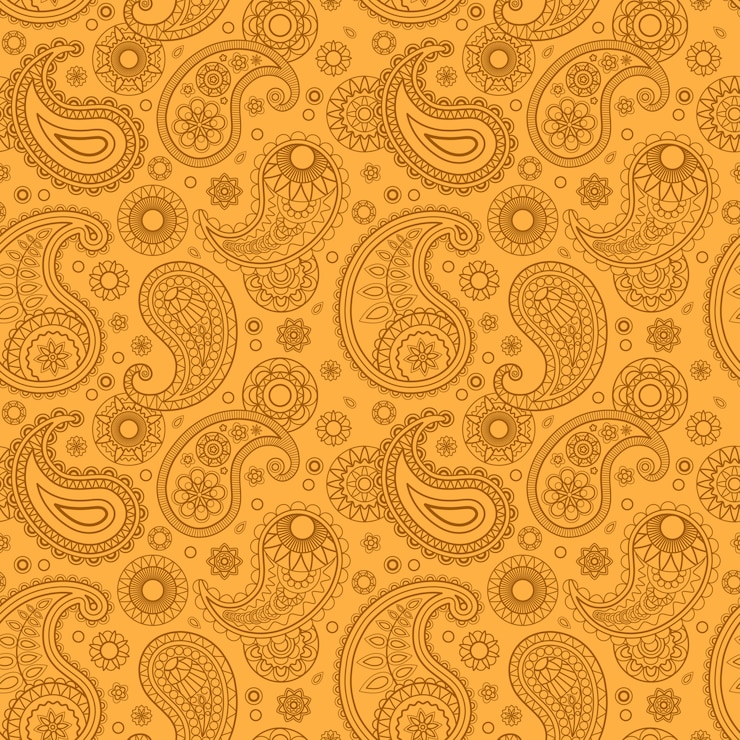 Vektör yellow color arabic paisley pattern