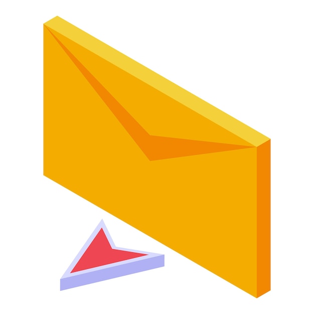Yellow envelope sending email with red cursor arrow pointing on it