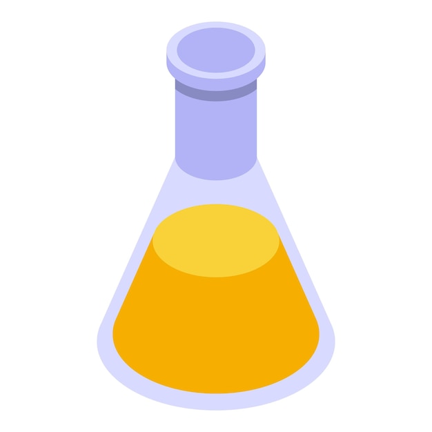 Yellow flask essential oils icon Isometric of yellow flask essential oils vector icon for web design isolated on white background