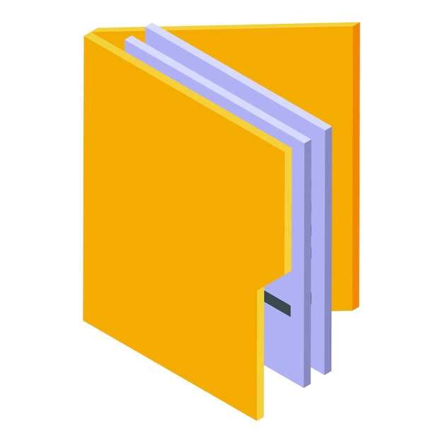 Yellow folder opening with documents inside isometric view