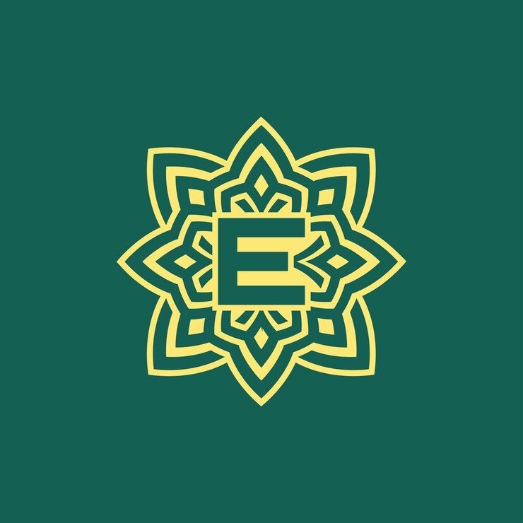 Vektör yellow green modern and elegant initial letter e symmetrical floral aesthetic logo