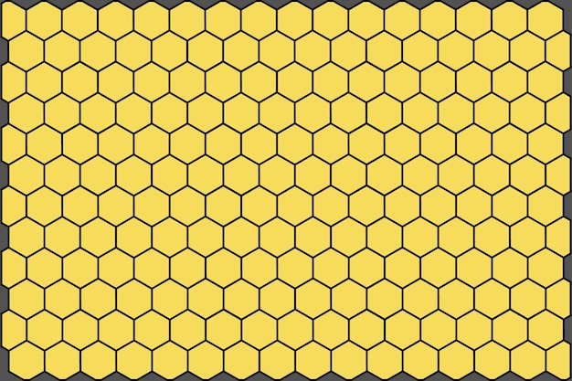 Yellow honeycomb seamless pattern of the hexagonal hexagons on a yellow background