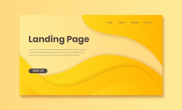 Yellow landing page design background Dynamic shapes composition