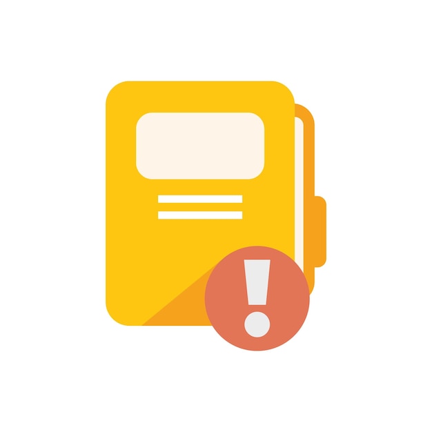 Yellow notebook with exclamation mark showing important message