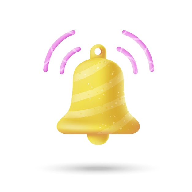 yellow notification bell is ringing 3d icon set alert and alarm icons for social media reminder