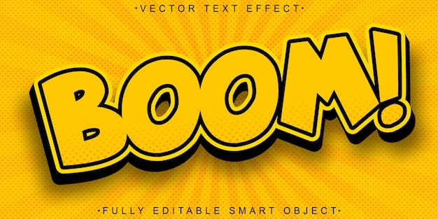 Yellow Pop Art Boom Vector Fully Editable Smart Object Text Effect