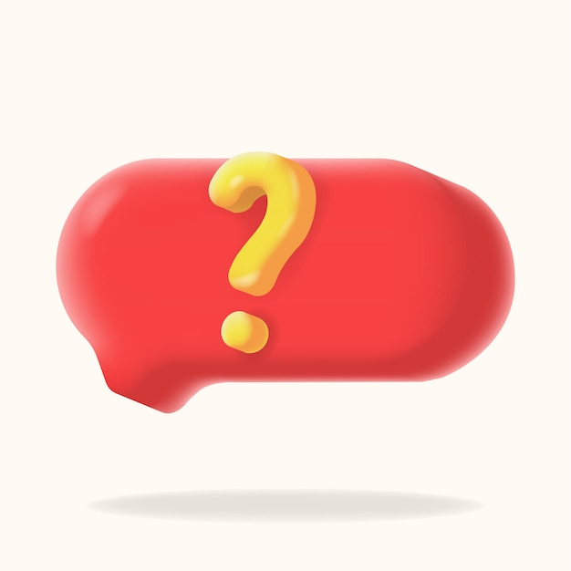 yellow question mark icon with red bubble chat for FAQs help sections or support page 3D vector