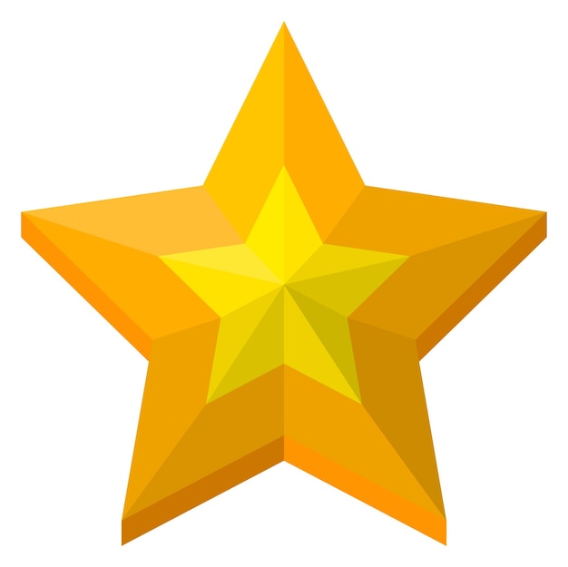 Yellow star Five ray shape in game style isolated on white background