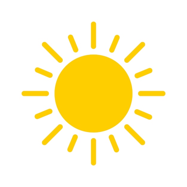 Yellow Sun Rays Flat Icon Hot Summer Isolated Vector Illustration