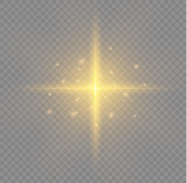 yellow sun sparkles bright flash lighting flare set glowing light effect glitter star sparks vector