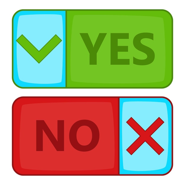 yes and no button icon cartoon illustration of yes and no button vector icon for web