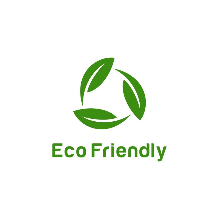 Yeşil yaprak geri dönüşümü ile ilgili logo tasarım konsepti ve Eco Friendly metni