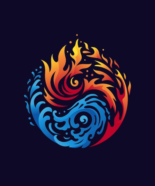 Yin and yang symbol made of fire and water the combination of the two can be dynamic and fascinating