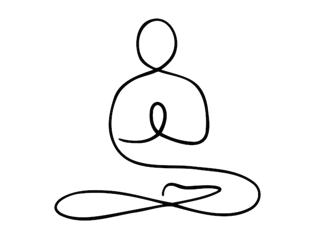 Yoga lotus pose one line abstract minimalist yoga person yoga icon doodle hand drawn Outline drawing yoga lotus pose line clipart symbol
