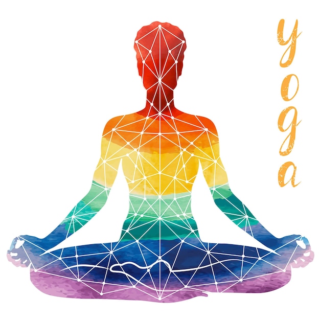 Yoga regnbue silhuet