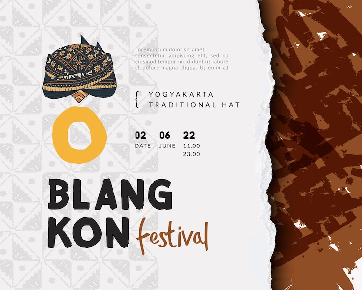 Vektör yogyakarta blangkon festivali banner el çizimi illüstrasyon endonezya kültürü
