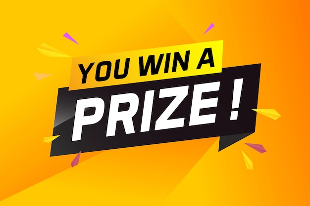 you win prize word concept vector illustration with 3d style for use landing page template ui