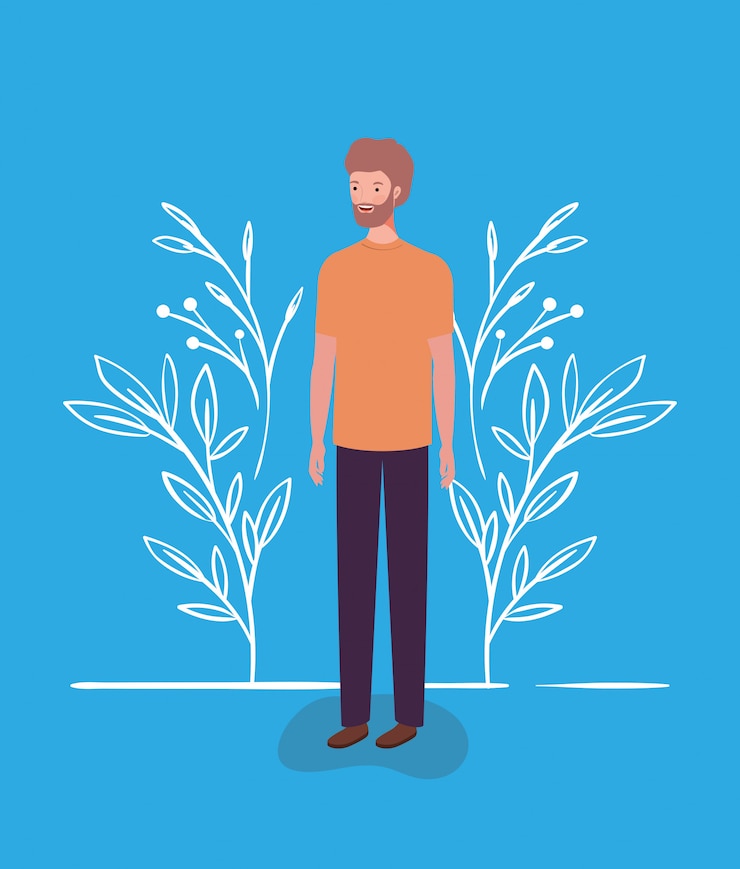 Vektör young and casual man with beard character