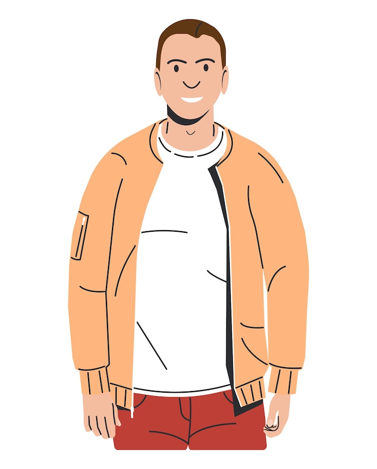 Vektör young caucasian man in bomber isolated