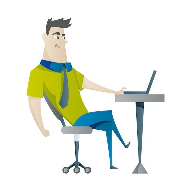 Young man working on laptop