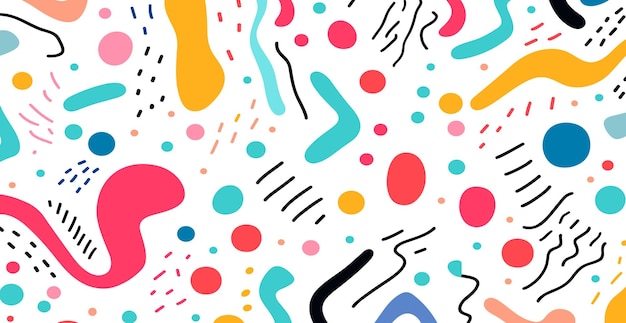 Youthful scribbles in a vibrant pattern
