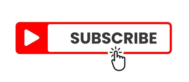 Youtube-prenumerationsknapp röd färg vektorillustration
