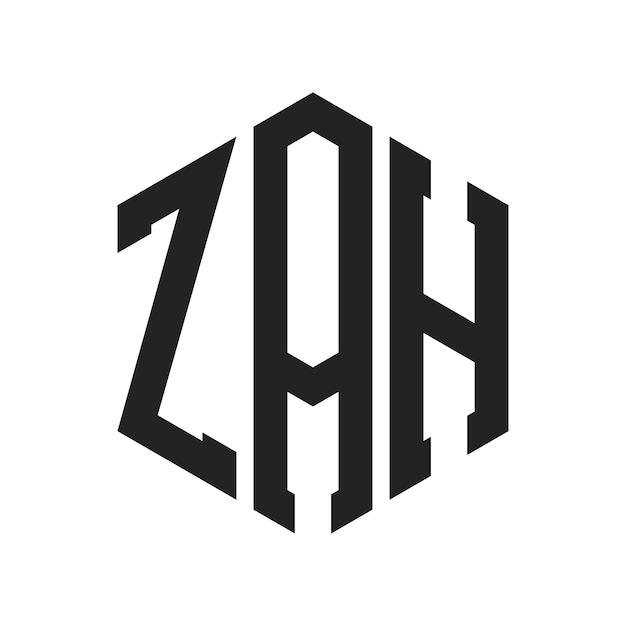 ZAH Logo Design Initial Letter ZAH Monogram Logo using Hexagon shape