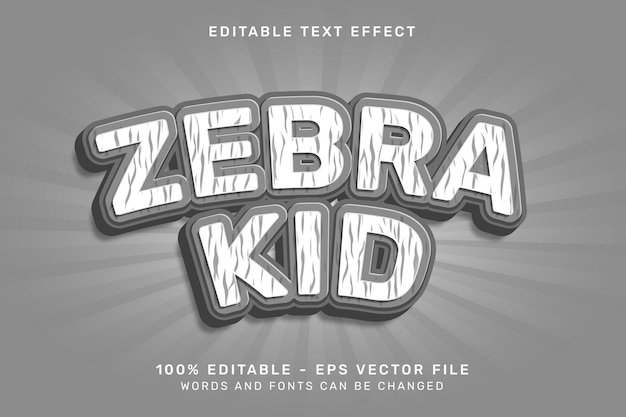 Zebra dokusu 3D efektli düzenlenebilir metin efekti