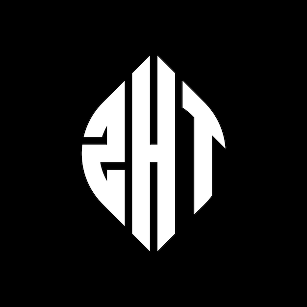 ZHT circle letter logo design with circle and ellipse shape ZHT ellipse letters with typographic style The three initials form a circle logo ZHT Circle Emblem Abstract Monogram Letter Mark Vector